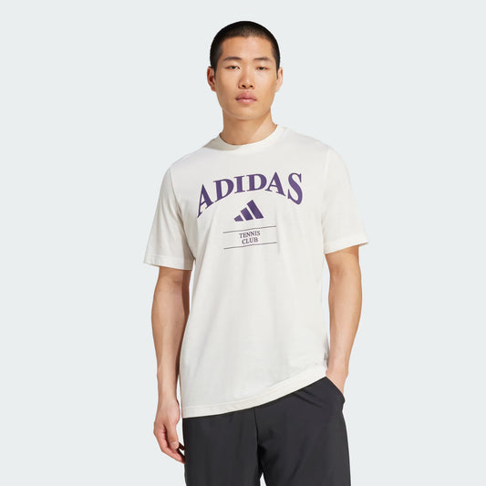 adidas Heritage Graphic "Tennis Club" Tee - Chaulk White/Aurora Plum